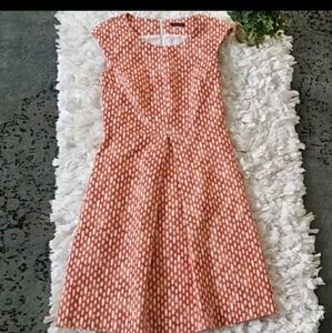Peserico‎ coral/cream midi dress polka dots Italy